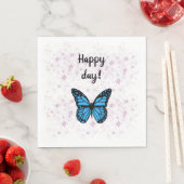 Magical blue butterfly pink glitter art servet (Insitu)