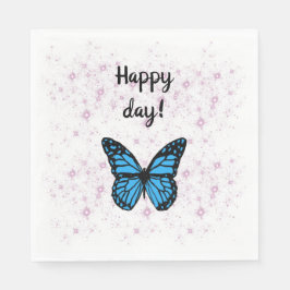 Magical blue butterfly pink glitter art servet