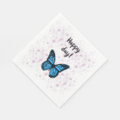 Magical blue butterfly pink glitter art servet (Hoek)