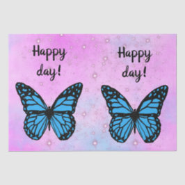 Magical blue butterfly pink glitter art tissuepapier