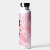 Magical blue butterfly pink glitter art waterfles (Links)