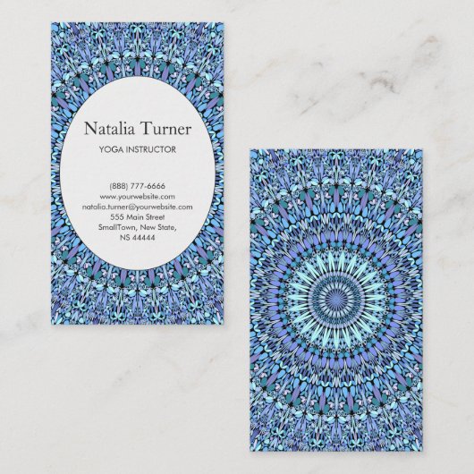 Magical Blue Flower Garden Mandala Visitekaartje (Voorkant / Achterkant)