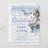 Magical Blue Ice Alice eerste verjaardag uitnodigi Kaart (Voorkant)