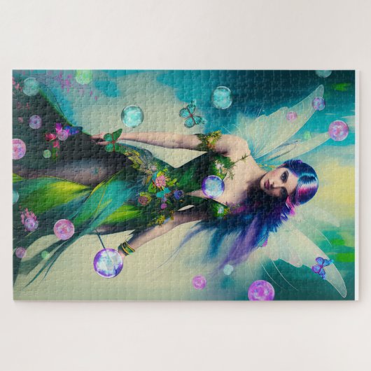 Magical Blue Irish Woodland Fairy en Butterflies Legpuzzel (Horizontaal)