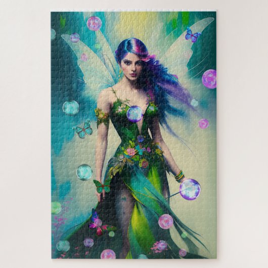 Magical Blue Irish Woodland Fairy en Butterflies Legpuzzel (Verticaal)