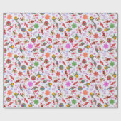 Magical Blue Kitsch Waterverf Ditsy Christmas Cadeaupapier (Vlak)