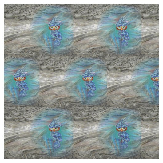 Magical Blue Plumage Mode Owl Stof (Swatch)