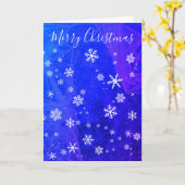 Magical Blue Snowflake Merry Kerstfeestdag Kaart (Gele Bloem)