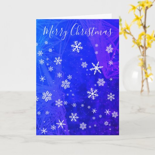 Magical Blue Snowflake Merry Kerstfeestdag Kaart (Gele Bloem)