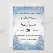Magical Blue Winter Mountain Christmas Wedding Kaart (Voorkant)