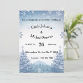Magical Blue Winter Mountain Christmas Wedding Kaart (Staand voorkant)