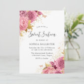 Magical Blush Pink Gold Flowers Sweet 16 Kaart (Staand voorkant)