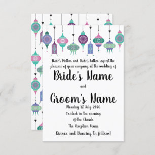 Magical Boho Moroccan Lantern Wedding Invitation Kaart