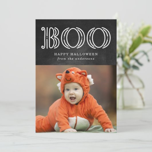 Magical Boo | Halloween-fotokaart Feestdagenkaart (Staand voorkant)