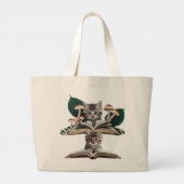 Magical Bookworm Kitten Tote Bag – Whimsical Cat  (Achterkant)