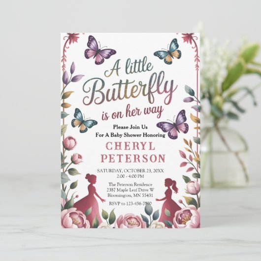 Magical Butterfly Baby Shower Kaart (Staand voorkant)