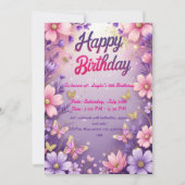 Magical Butterfly Garden Verjaardagsuitnodiging vo Kaart (Voorkant)