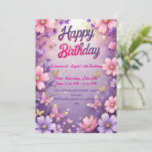 Magical Butterfly Garden Verjaardagsuitnodiging vo Kaart (Staand voorkant)