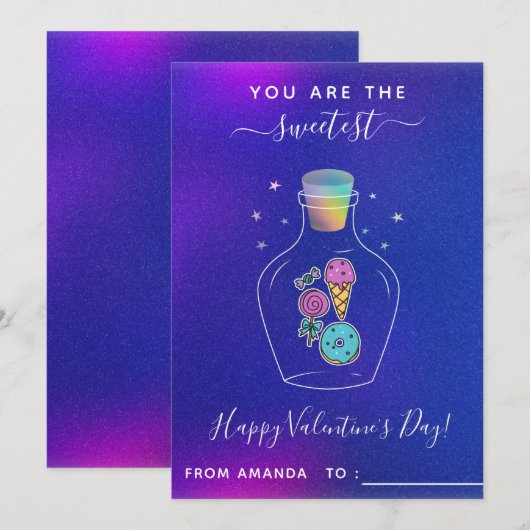 Magical Candy Jar Kinder School Valentijnsdag Cute Feestdagenkaart (Voorkant / Achterkant)