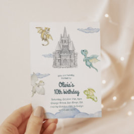 Magical Castle Cute Dragons Kids Birthday Kaart