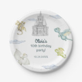 Magical Castle Cute Dragons Kids Birthday Papieren Bordje (Voorkant)