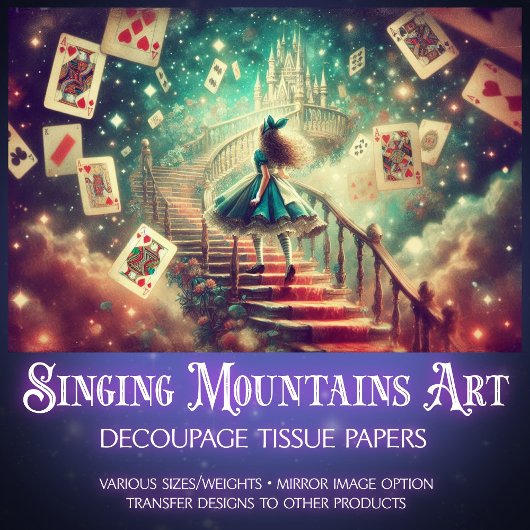 Magical Castle Path Alice In Wonderland Decoupage Tissuepapier