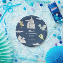 Magical Castle Schattige Dragons Kids Verjaardag B Papieren Bordje