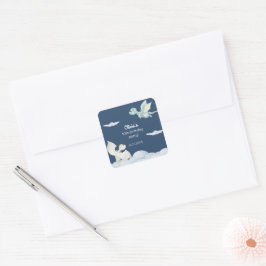 Magical Castle Schattige Dragons Kids Verjaardag B Vierkante Sticker