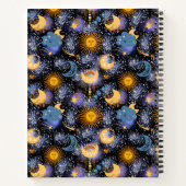 Magical Celestial Pattern Sun Moons Stars Monogram Notitieboek (Achterkant)