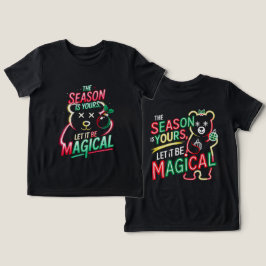 Magical Christmas Bear Girls Whimsical Neon Holida Tri-Blend Shirt