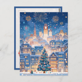 Magical Christmas City Fireworks Night Briefkaart