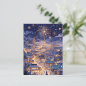 Magical Christmas City Fireworks Night Briefkaart (Staand voorkant)