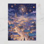 Magical Christmas City Fireworks Night Feestdagenkaart (Voorkant)