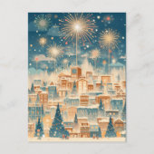 Magical Christmas City Fireworks Night Feestdagenkaart (Voorkant)