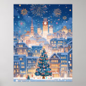 Magical Christmas City Fireworks Night Poster (Voorkant)