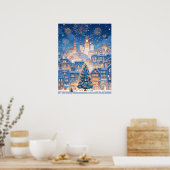 Magical Christmas City Fireworks Night Poster (Keuken)