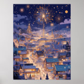 Magical Christmas City Fireworks Night Poster (Voorkant)
