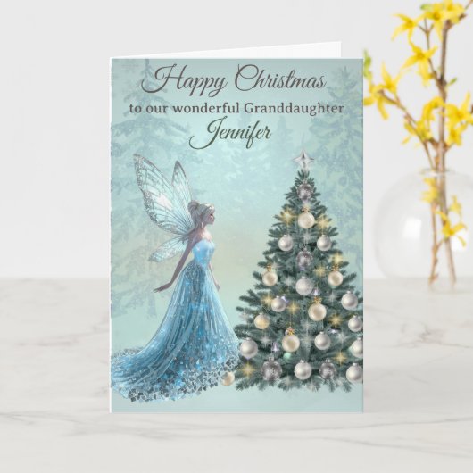 Magical Christmas Fairy Card for Granddaughter Kaart (Gele Bloem)