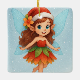 Magical Christmas Fairy, Cute Winter Fairy Keramisch Ornament
