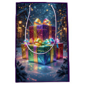 Magical Christmas Gift Bag – Luxury Festive Medium Cadeauzakje (Voorkant)