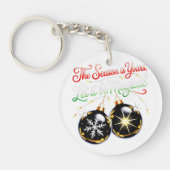 Magical Christmas Golden Glow & Snowflake Holiday  Sleutelhanger (Voorkant)