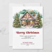Magical Christmas house joyful winter scene card Feestdagenkaart (Voorkant)