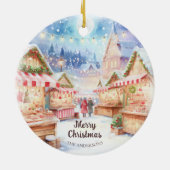 Magical Christmas Market Winter Wonderland Keramisch Ornament (Achterkant)