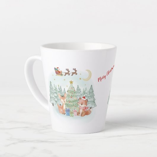 Magical Christmas Night in the Winter Forest Latte Mok (Linkerhoek)