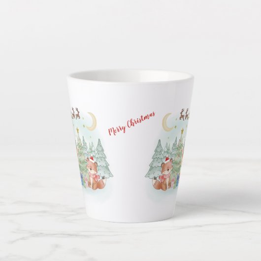 Magical Christmas Night in the Winter Forest Latte Mok (Voorkant)