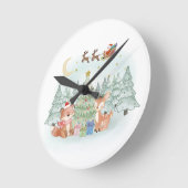 Magical Christmas Night in the Winter Forest Ronde Klok (Hoek)