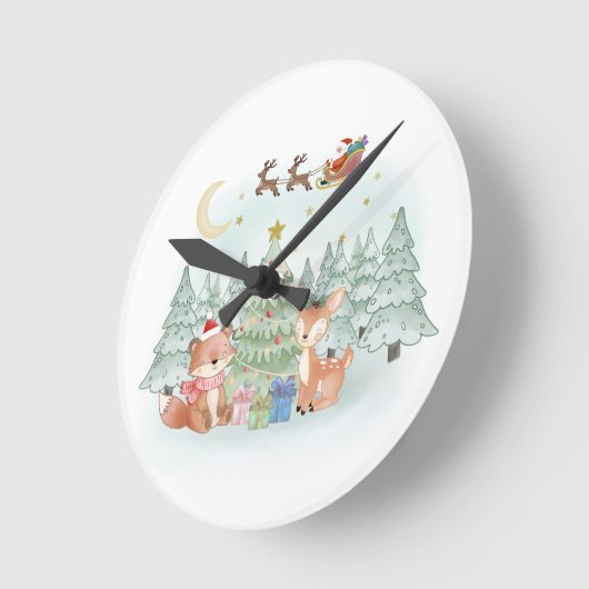 Magical Christmas Night in the Winter Forest Ronde Klok (Hoek)