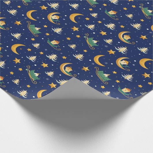 Magical Christmas Night Pattern Cadeaupapier (Hoek)