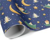 Magical Christmas Night Pattern Cadeaupapier (Rol Hoek)