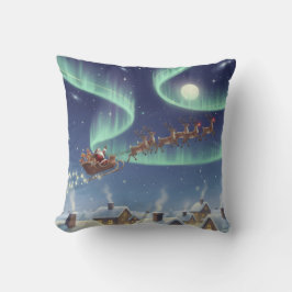 Magical Christmas Night Sky Throw Pillow Santa  Kussen
